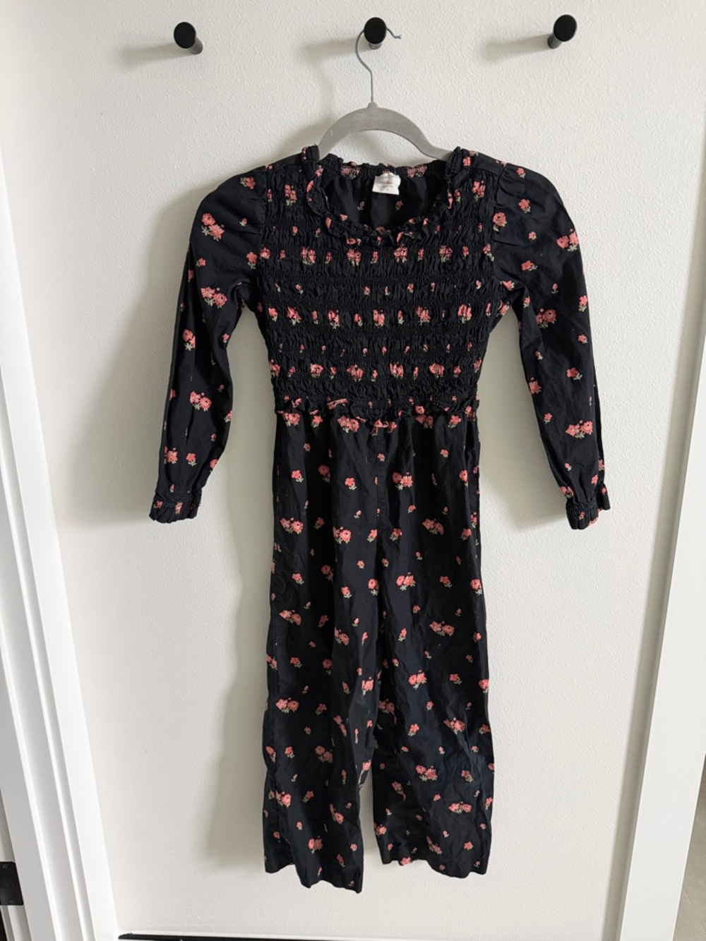 Crewcuts Black Jumpsuit with Pink Floral Print